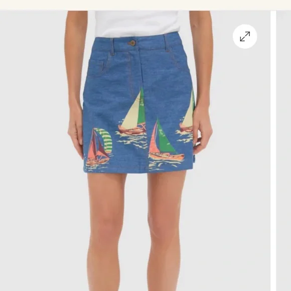 Tuckernuck Blue Mini Skirt with Sailboat Design - Picture 2 of 11